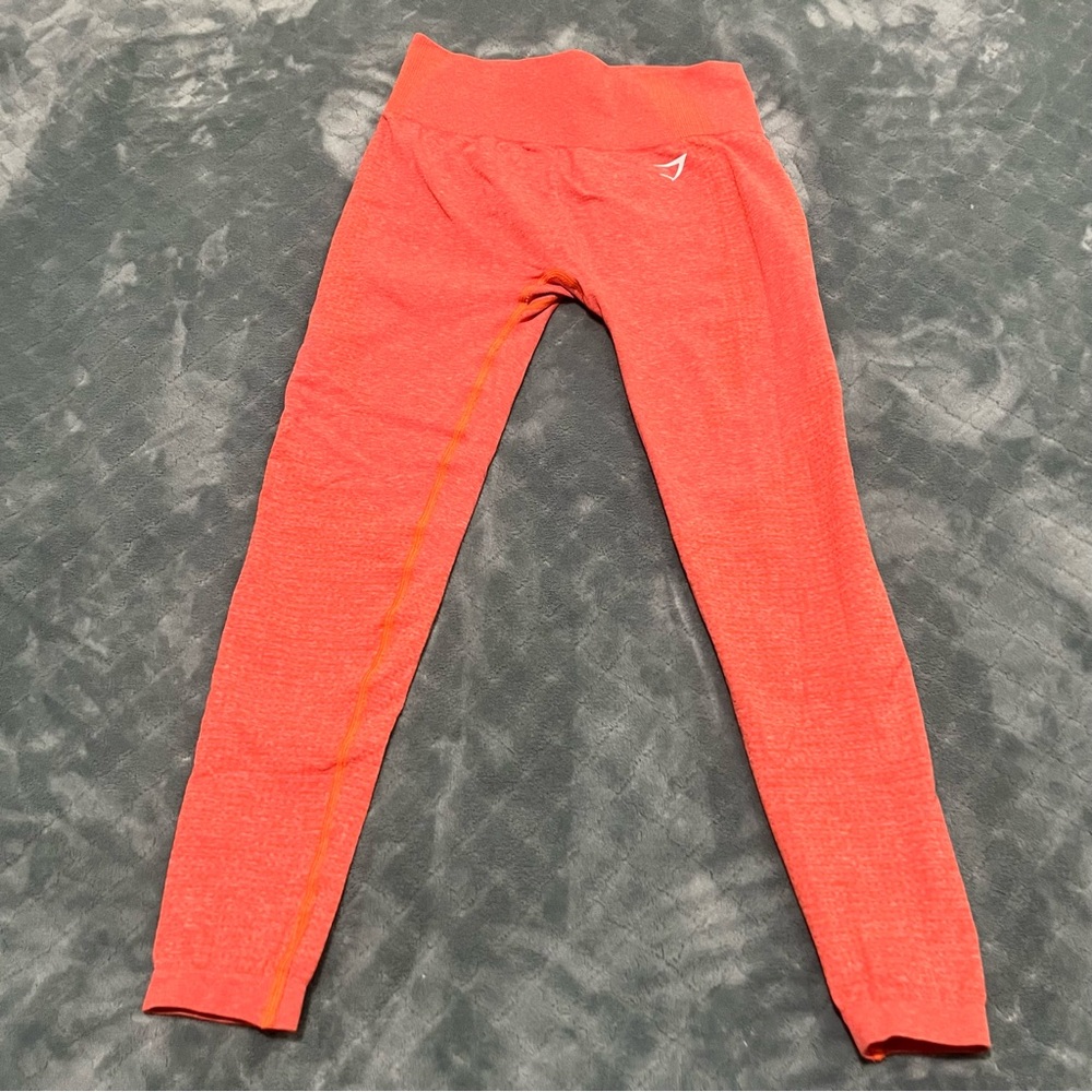 Gymshark Vital Seamless Leggings Coral Orange Marl High Waisted Yoga Pants